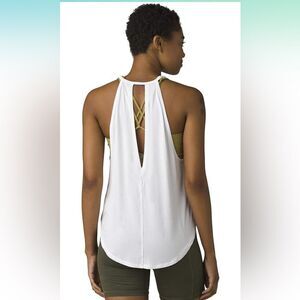 NWT New PRANA Foundation Slit Back Open Back Tencel Tank Top White Medium M